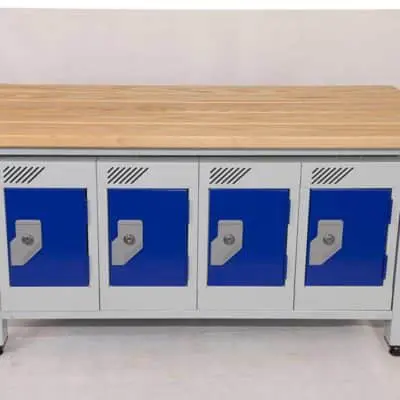 Bench Seating including Integrated Wallet Lockers