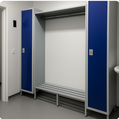 Drying Room lockers with coat hanging rails