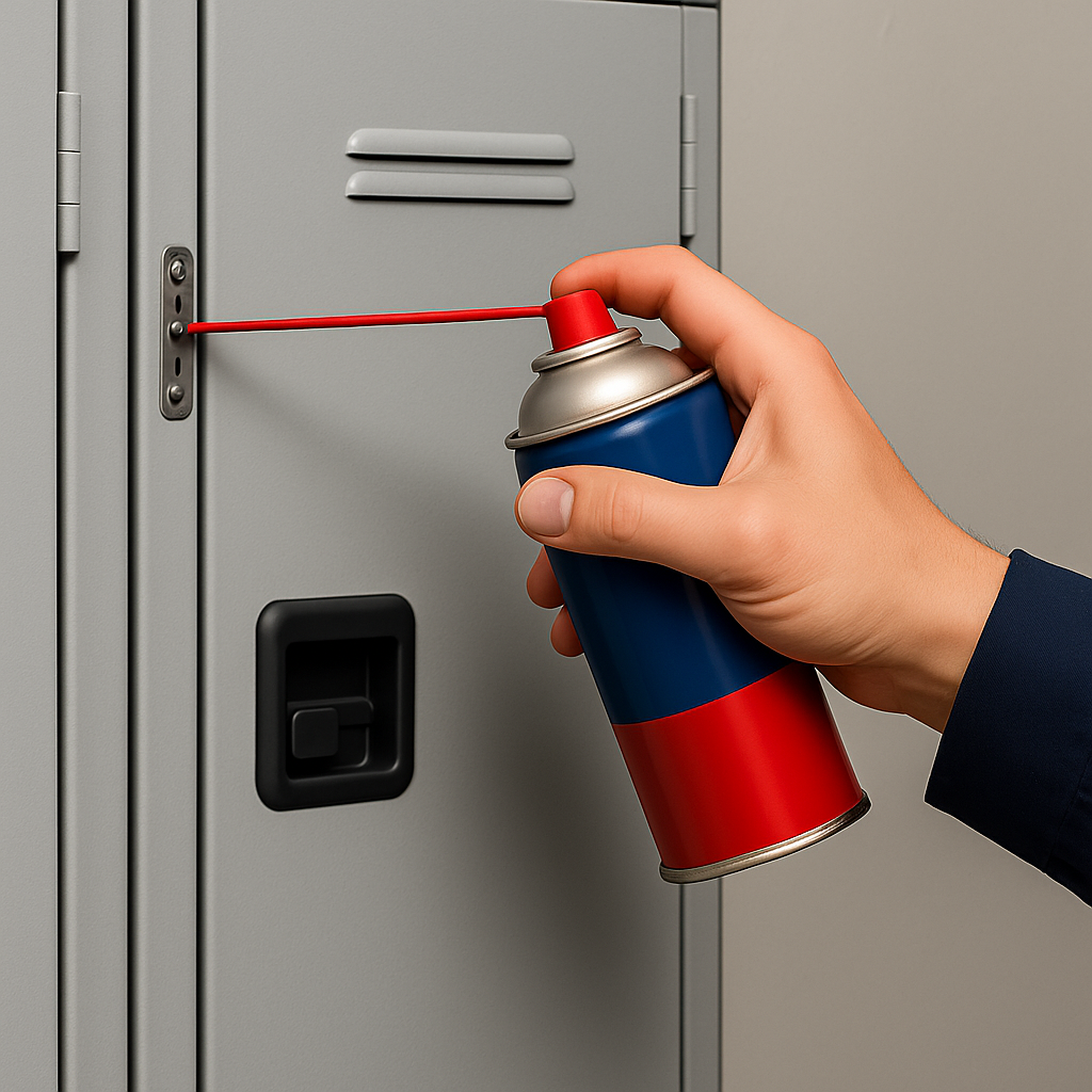 Lubricating locker hinges
